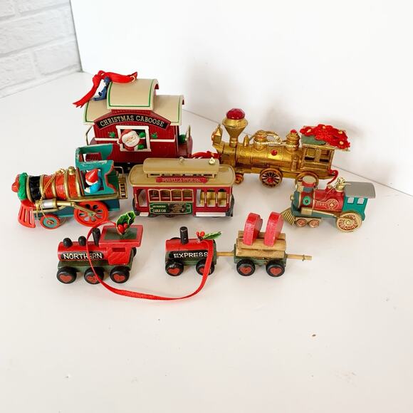 Christmas Ornaments Trains Mixed Lot of 6 Kurt Adler Hallmark National Rennoc - Picture 1 of 7